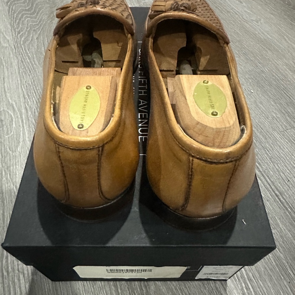Made in Italy Saks Fifth Avenue Tan Woven Leather Loafers - Picture 4 of 7